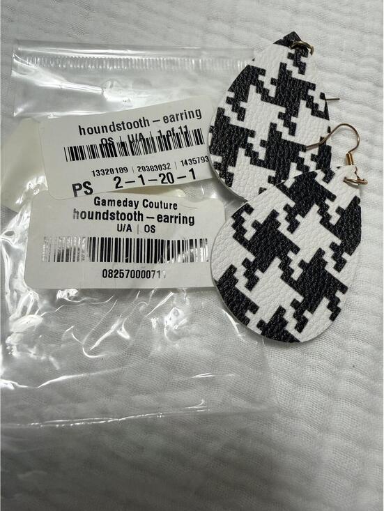 Gameday Couture Jewelry - Gameday Couture Statement by GC Houndstooth Leather Earrings Black/White